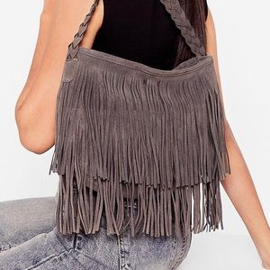 WANT Faux Suede Fringe Crossbody bag
